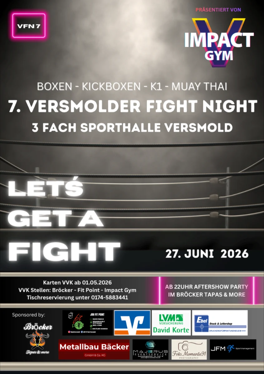 Poster der 7. Versmolder Fight Night im Impact Gym Versmold
