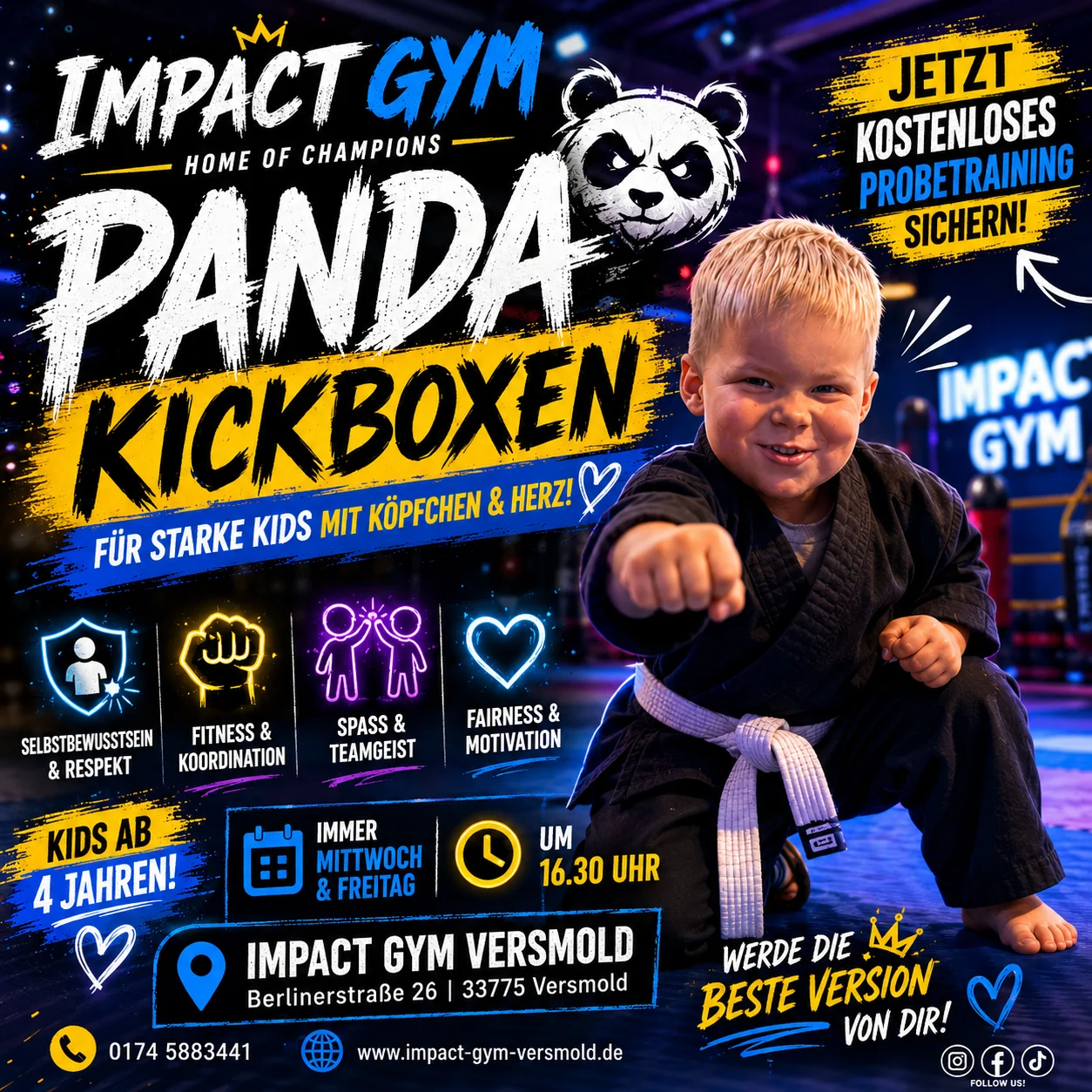 Panda Kickboxen für Kinder im Impact Gym Versmold
