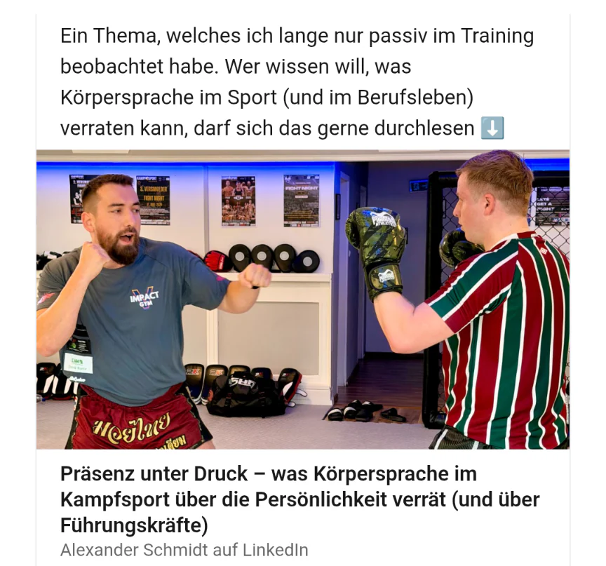 Beitrag zur Körpersprache im Kampfsport beim Impact Gym Versmold